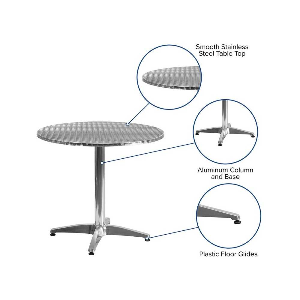 31.5'' Round Aluminum Indoor-Outdoor Table with Base