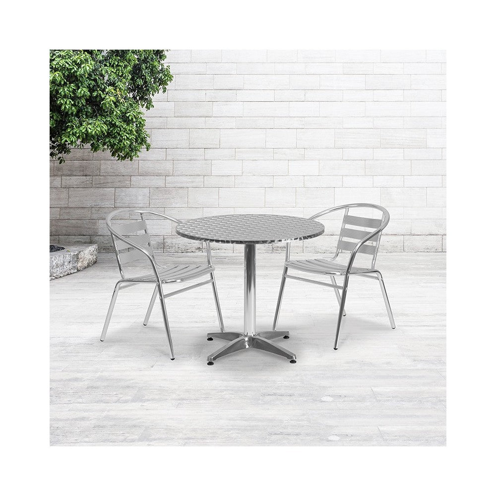 31.5'' Round Aluminum Indoor-Outdoor Table with Base
