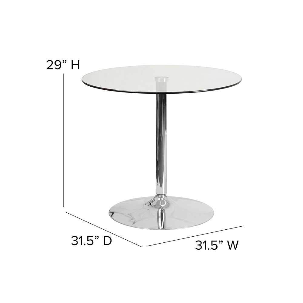 31.5'' Round Glass Table with 29''H Chrome Base
