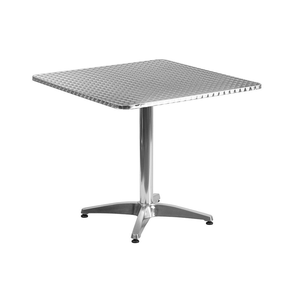 31.5'' Square Aluminum Indoor-Outdoor Table Set with 2 Slat Back Chairs