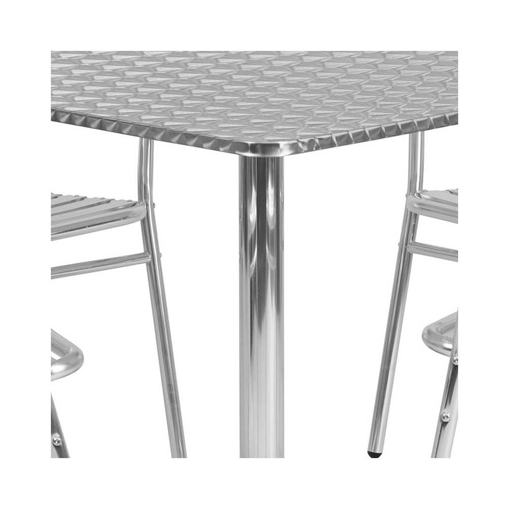 31.5'' Square Aluminum Indoor-Outdoor Table Set with 4 Slat Back Chairs