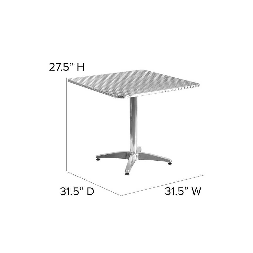 31.5'' Square Aluminum Indoor-Outdoor Table with Base