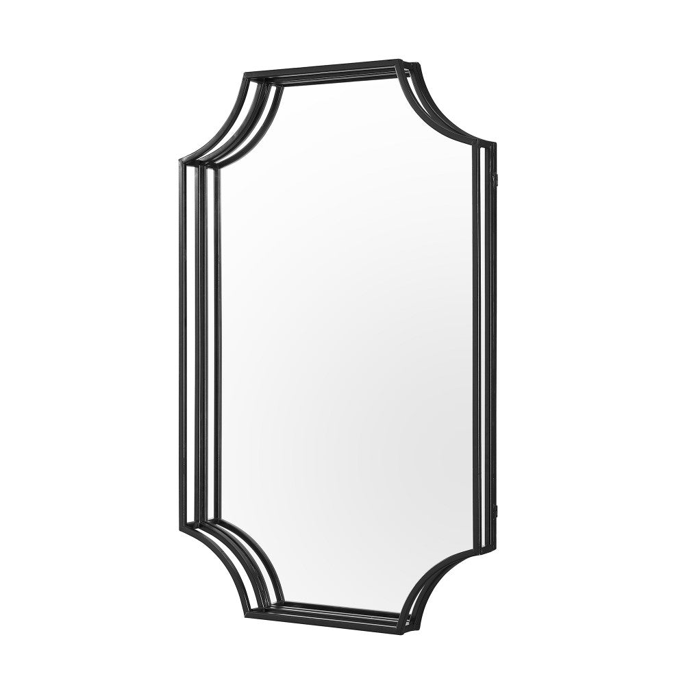 32" Rectangle Notched Corner Metal Framed Mirror - Black