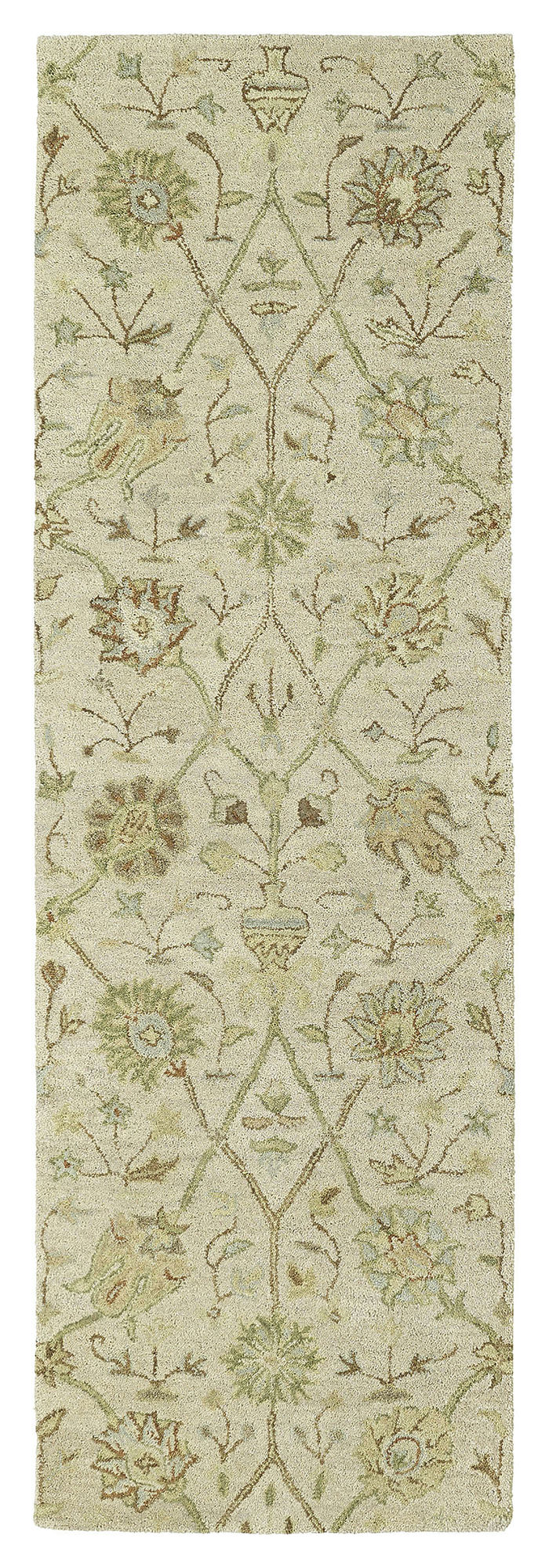 Kaleen Helena Collection Sand Background Sage Throw Rug 2' x 3'