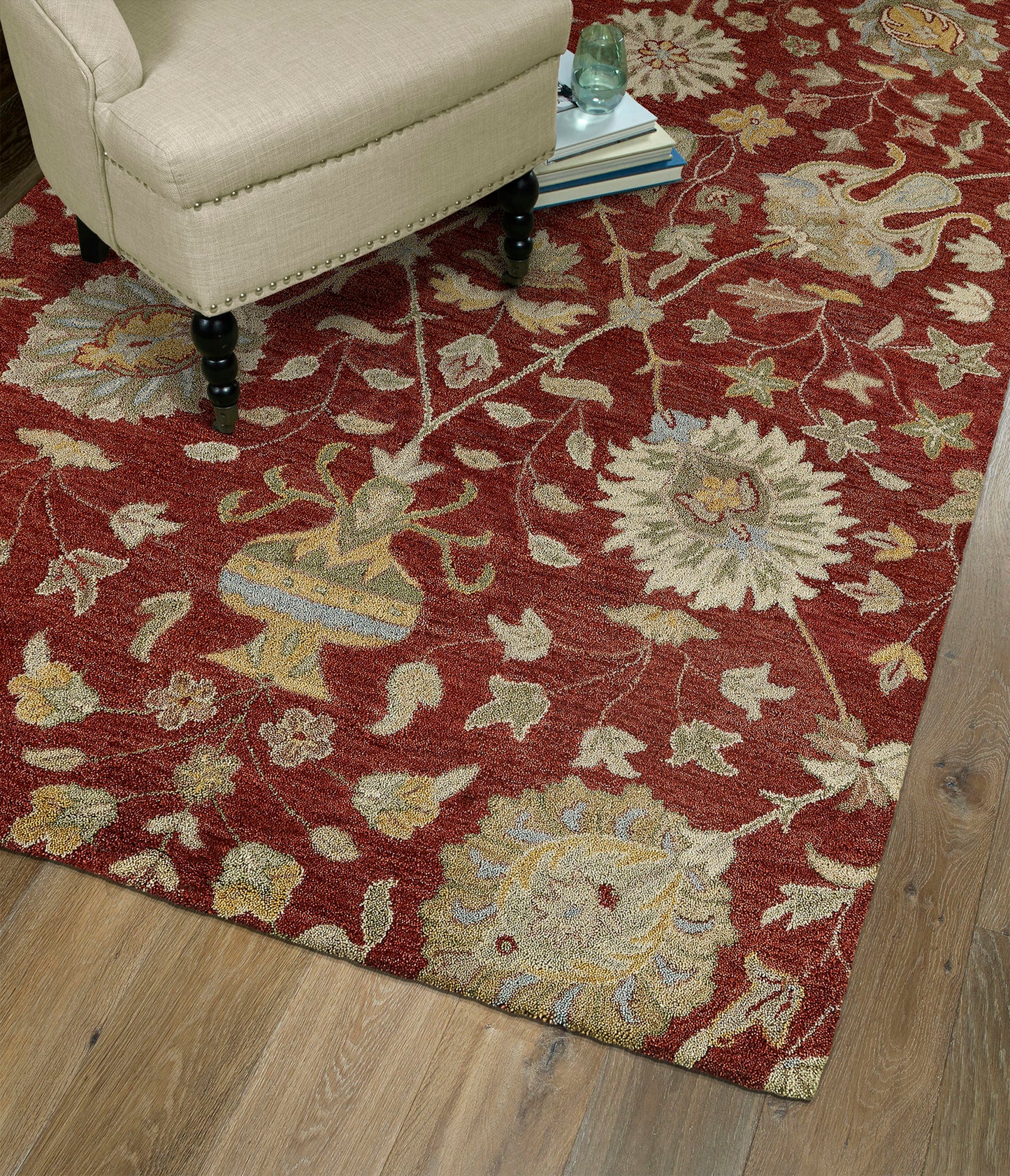 Kaleen Helena Collection Dark Red Runner 2'6" x 8'
