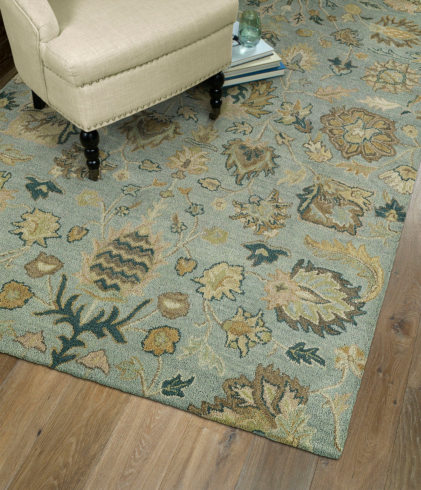 Kaleen Helena Collection Light Spa Area Rug 4' x 6'
