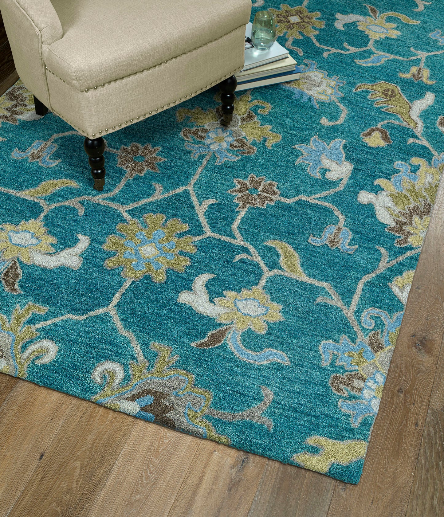 Kaleen Helena Collection Dark Turquoise Runner 2'6" x 8'