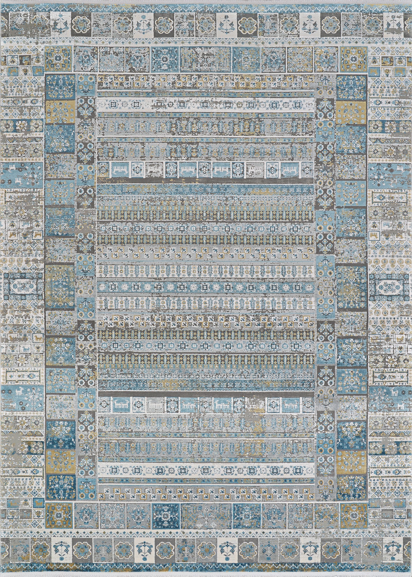 Couristan Siena Tessera Blue-Gold-Steel Rug 5'3" x 7'2"