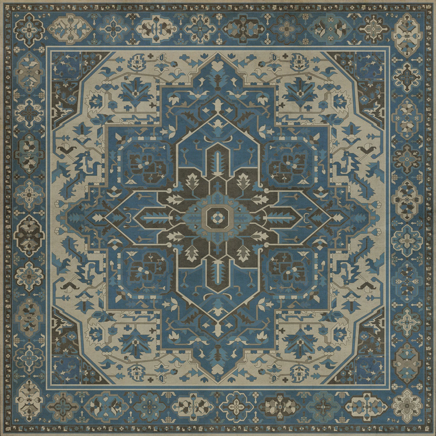 Persian Bazaar - Camelot - Lancelot 96x96 Vintage Vinyl Floorcloth