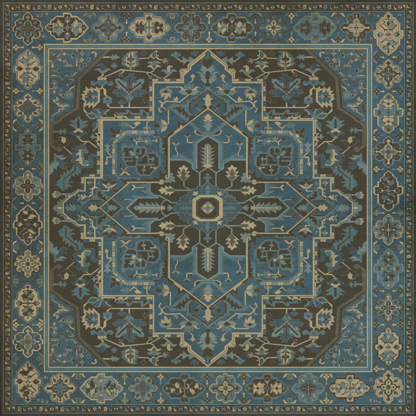 Persian Bazaar - Camelot - Merlin 48x48 Vintage Vinyl Floorcloth