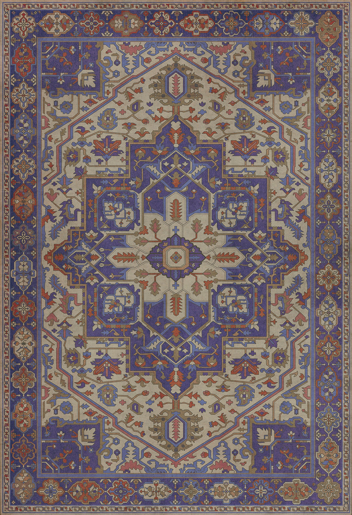 Persian Bazaar - Camelot - Morgana 52x76 Vintage Vinyl Floorcloth