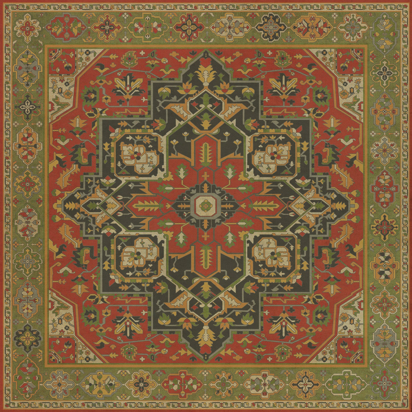 Persian Bazaar - Camelot - Sir Gawain 60x60 Vintage Vinyl Floorcloth