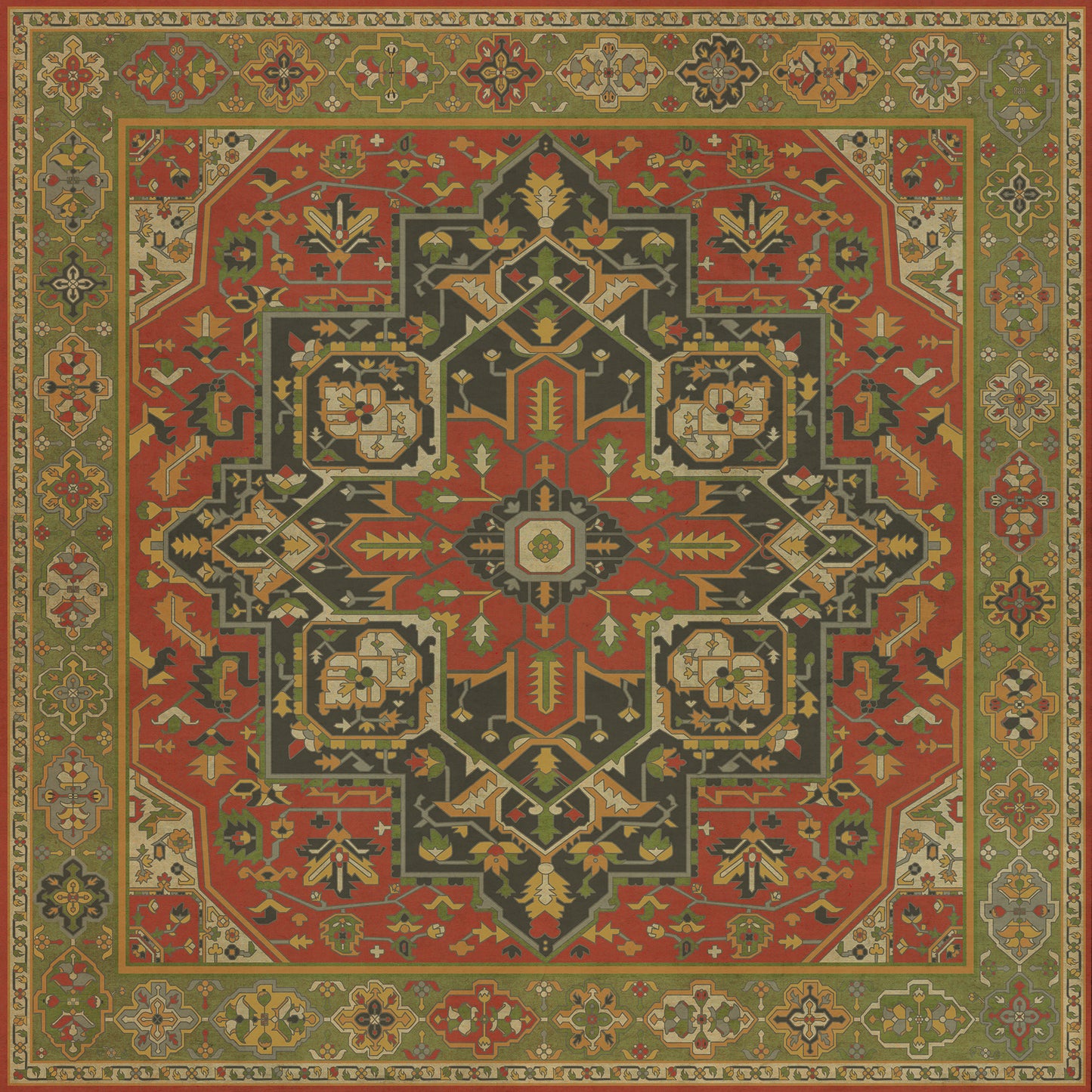 Persian Bazaar - Camelot - Sir Gawain 96x96 Vintage Vinyl Floorcloth