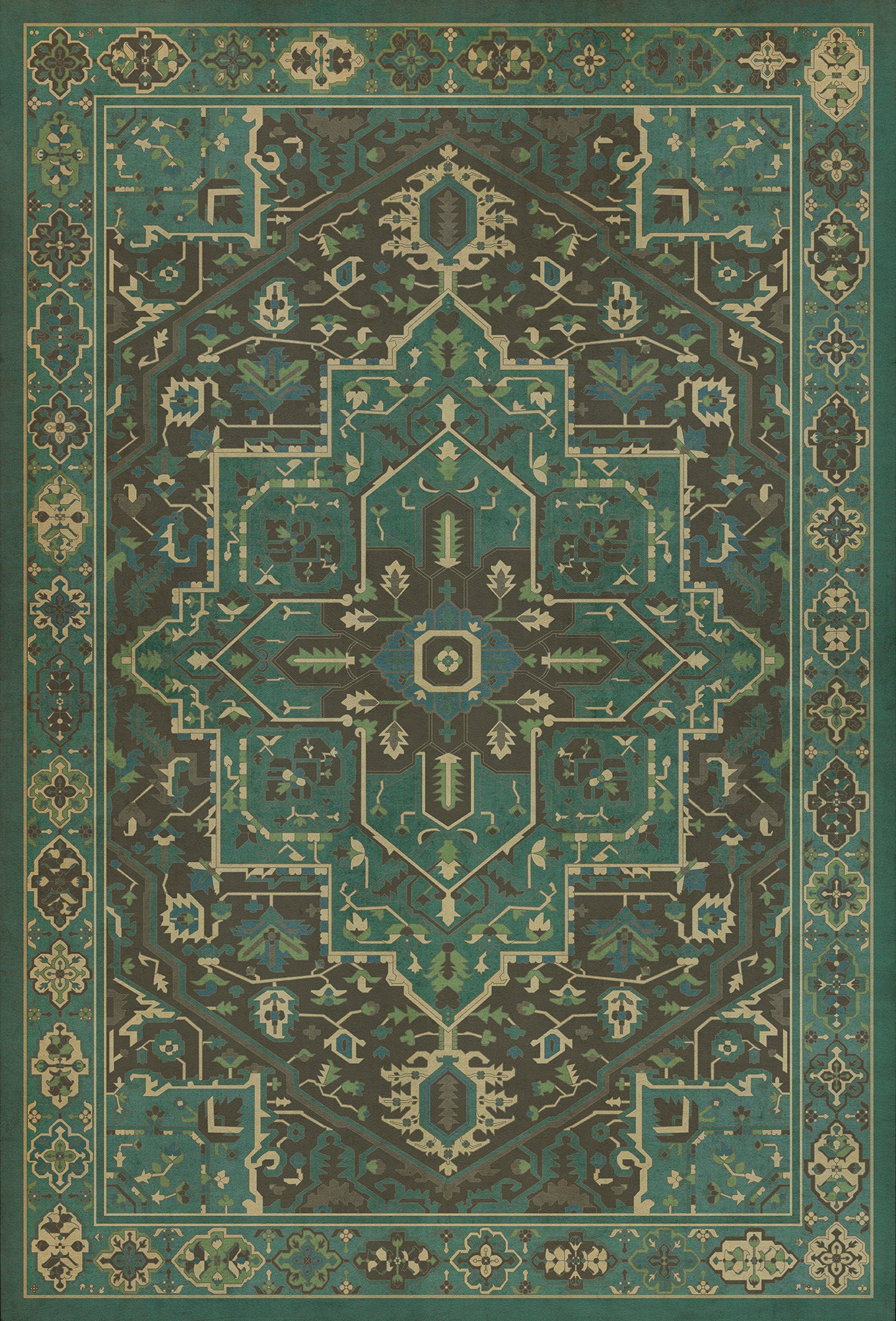 Persian Bazaar - Camelot - The Holy Grail 38x56 Vintage Vinyl Floorcloth