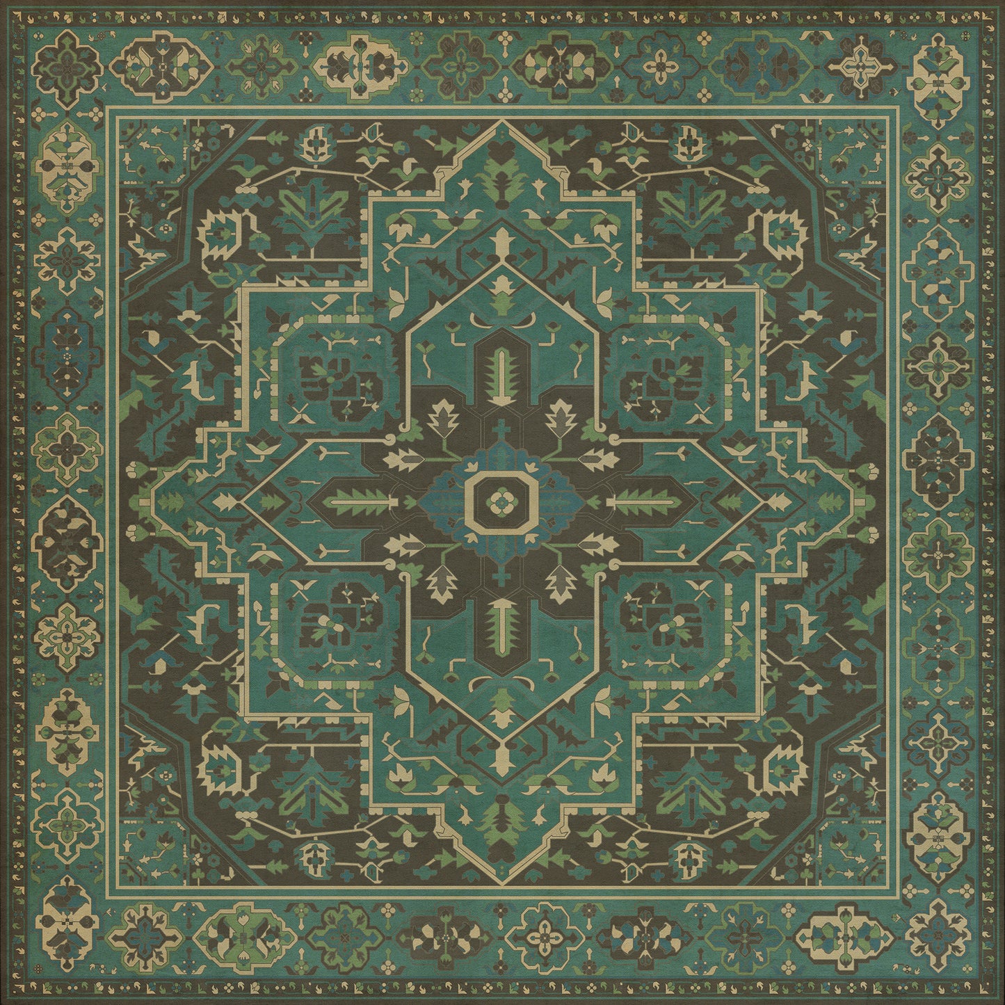 Persian Bazaar - Camelot - The Holy Grail 72x72 Vintage Vinyl Floorcloth