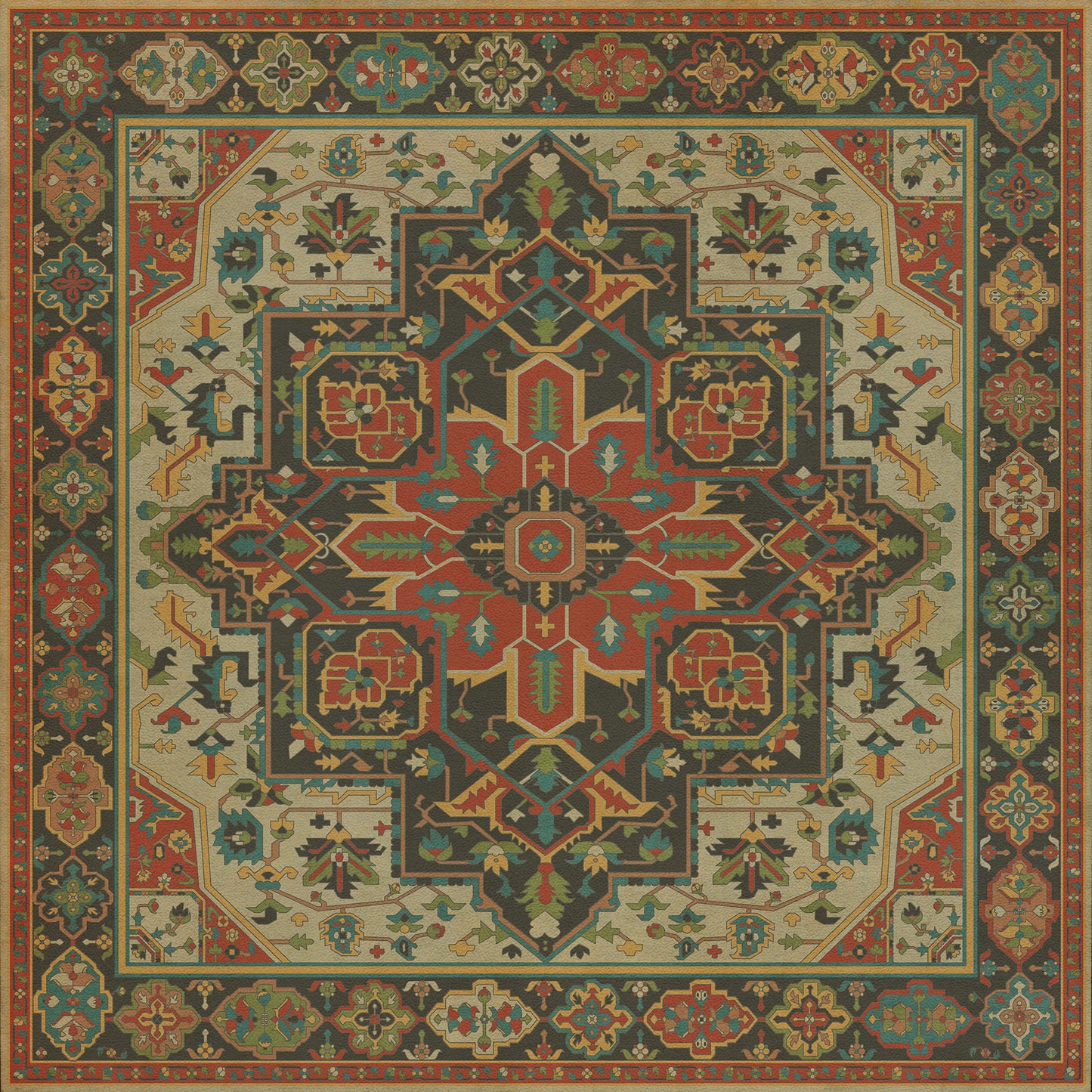 Persian Bazaar - Camelot - Uther Pendragon 36x36 Vintage Vinyl Floorcloth