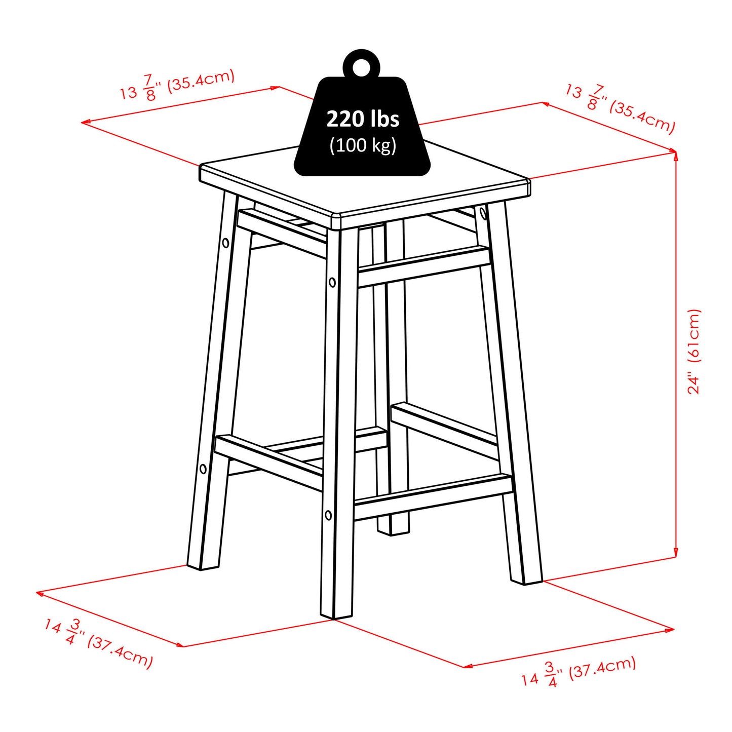 Carter Square Seat Counter Stool, Teak