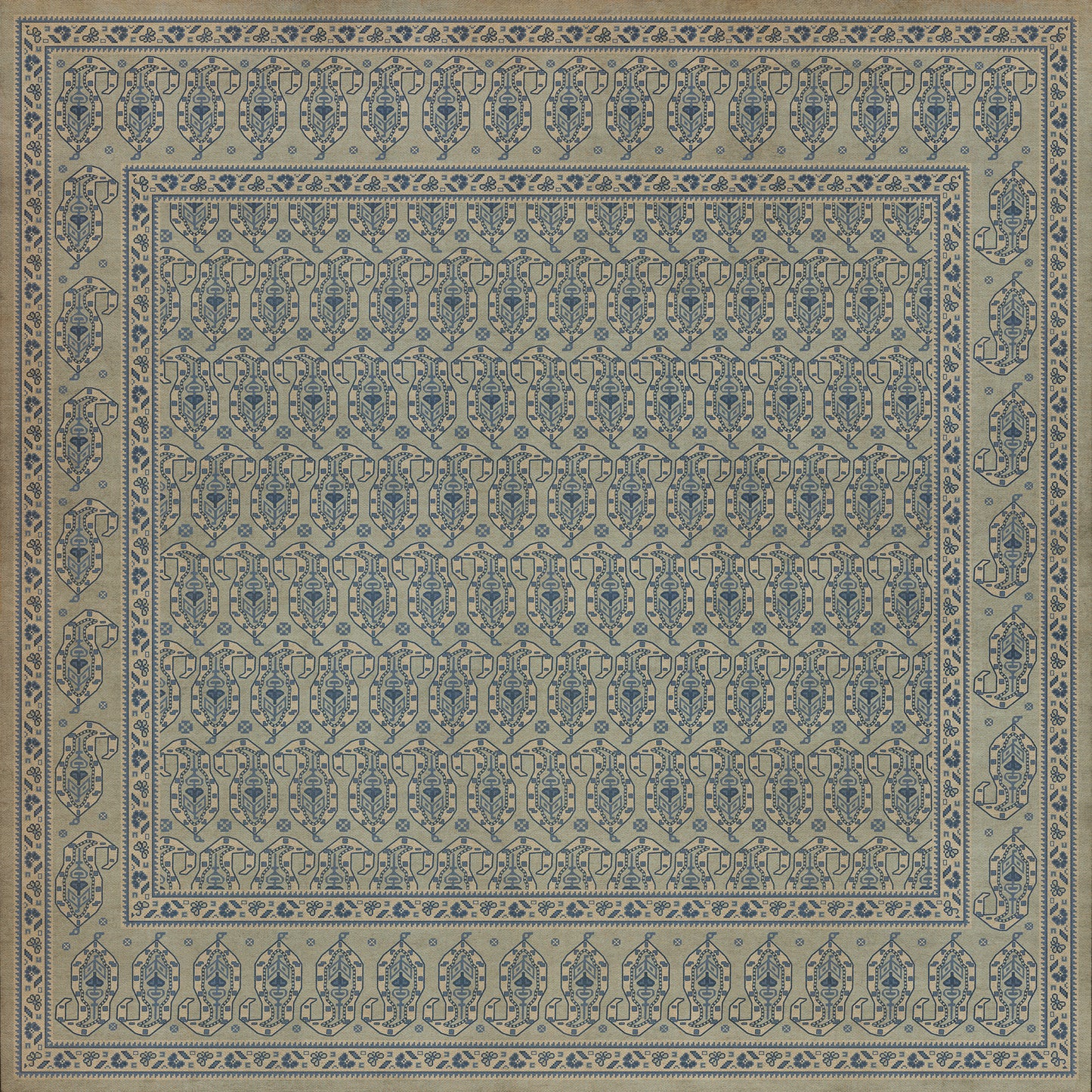 Persian Bazaar - Kintala - Albastru 72x72 Vintage Vinyl Floorcloth
