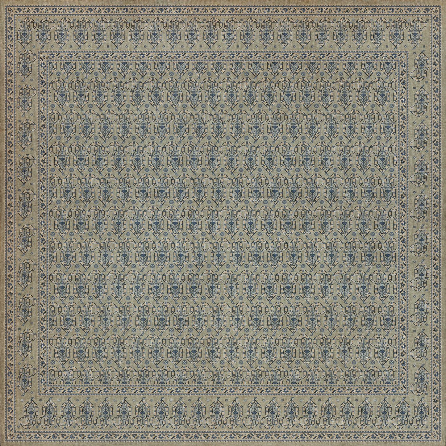 Persian Bazaar - Kintala - Albastru 96x96 Vintage Vinyl Floorcloth