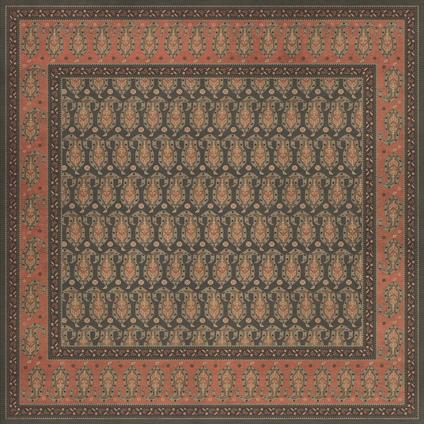 Persian Bazaar - Kintala - Drabarni 72x72 Vintage Vinyl Floorcloth