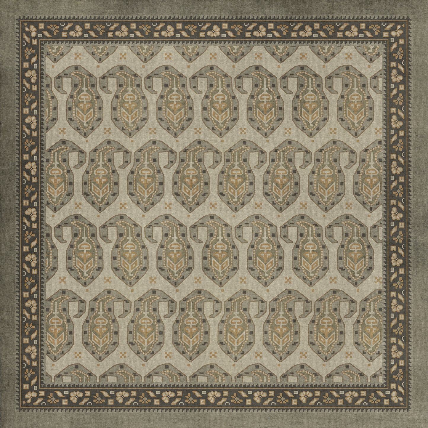 Persian Bazaar - Kintala - Gliabno 36x36 Vintage Vinyl Floorcloth