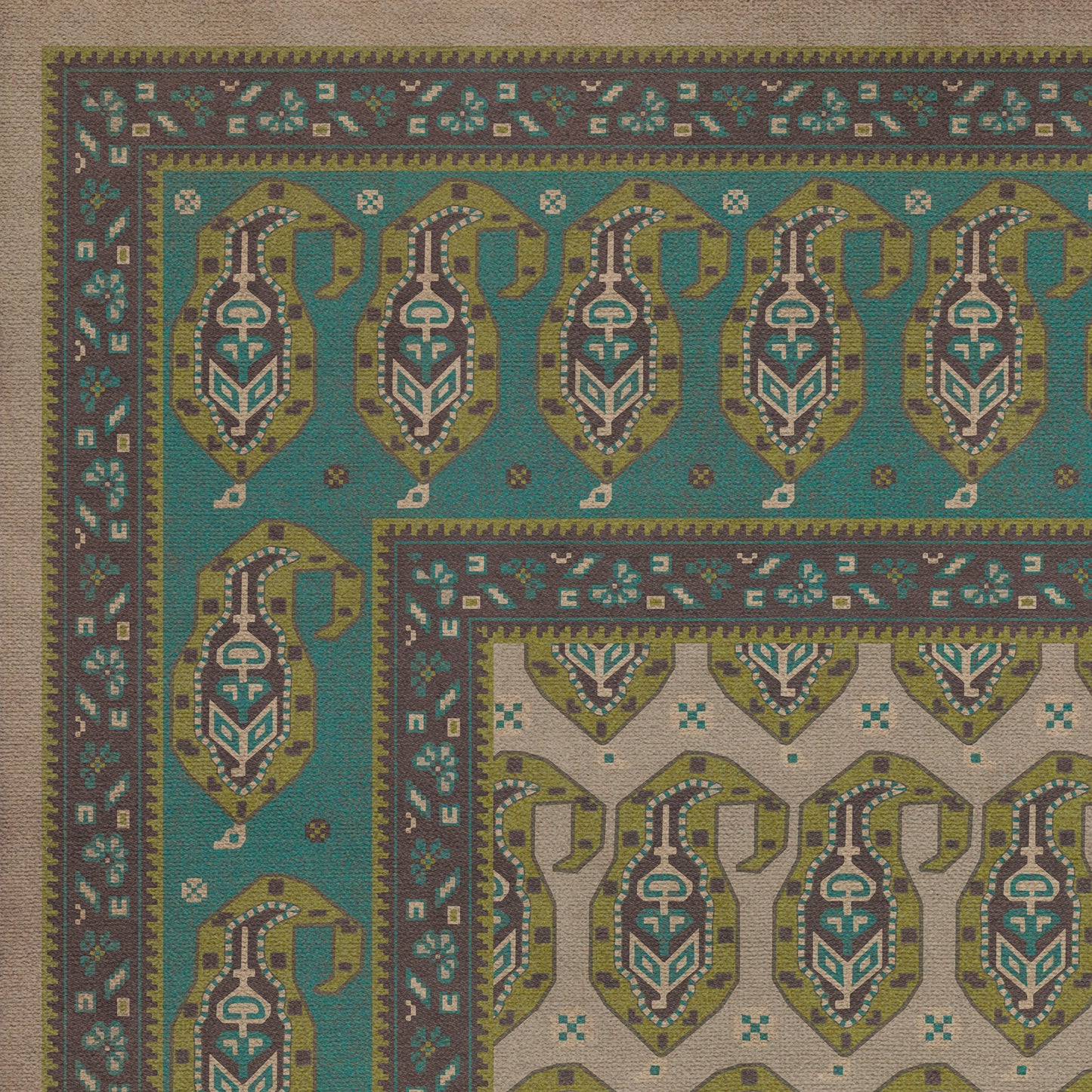 Persian Bazaar - Kintala - Kesali 72x108 Vintage Vinyl Floorcloth