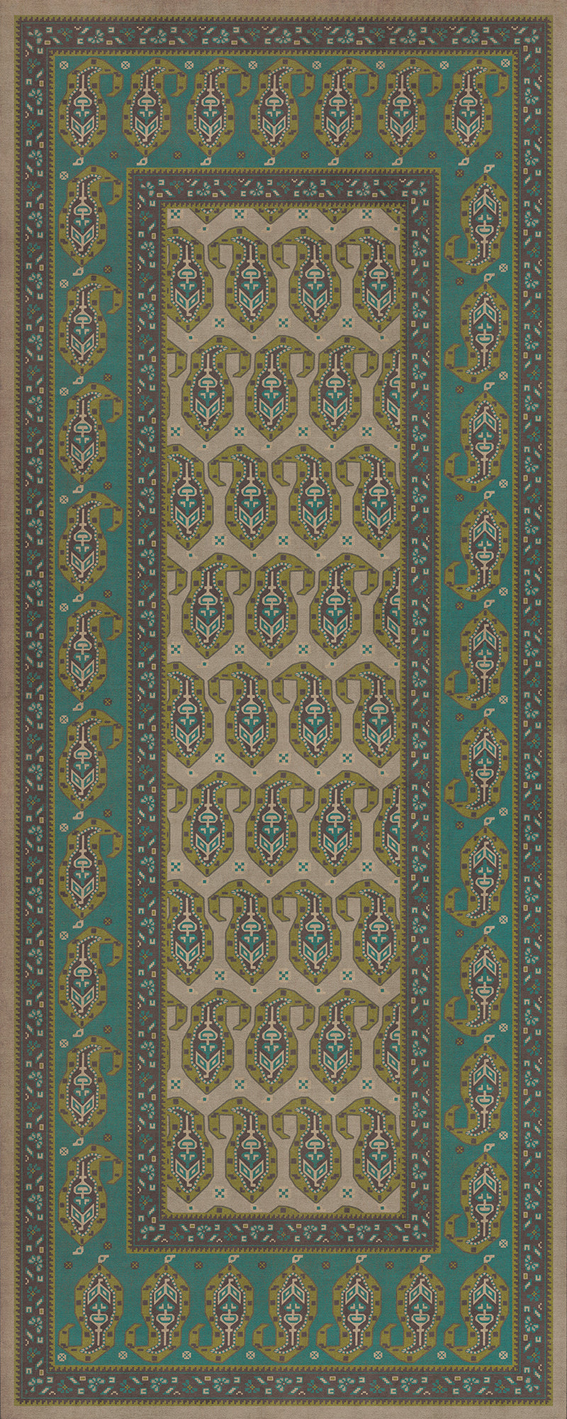 Persian Bazaar - Kintala - Kesali 36x90 Vintage Vinyl Floorcloth