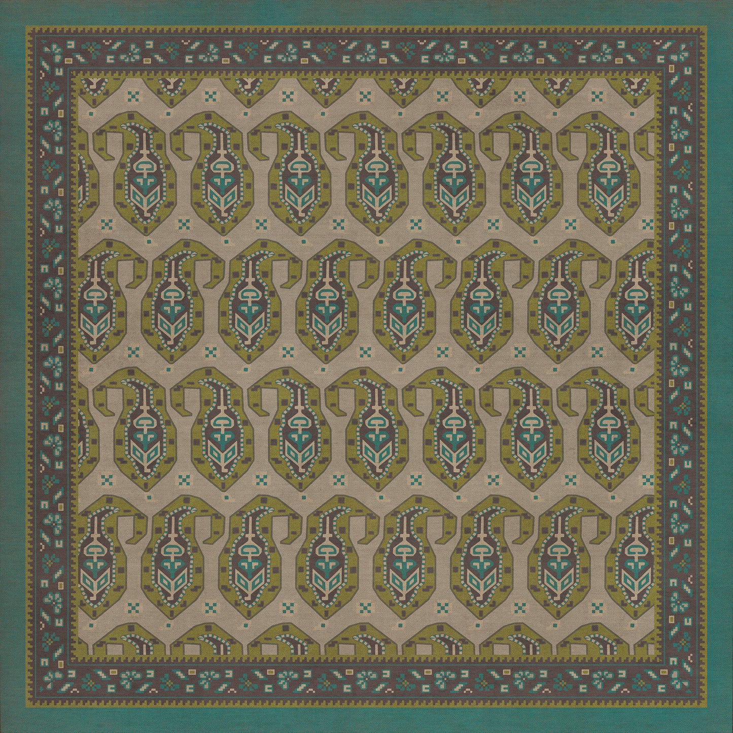 Persian Bazaar - Kintala - Kesali 36x36 Vintage Vinyl Floorcloth