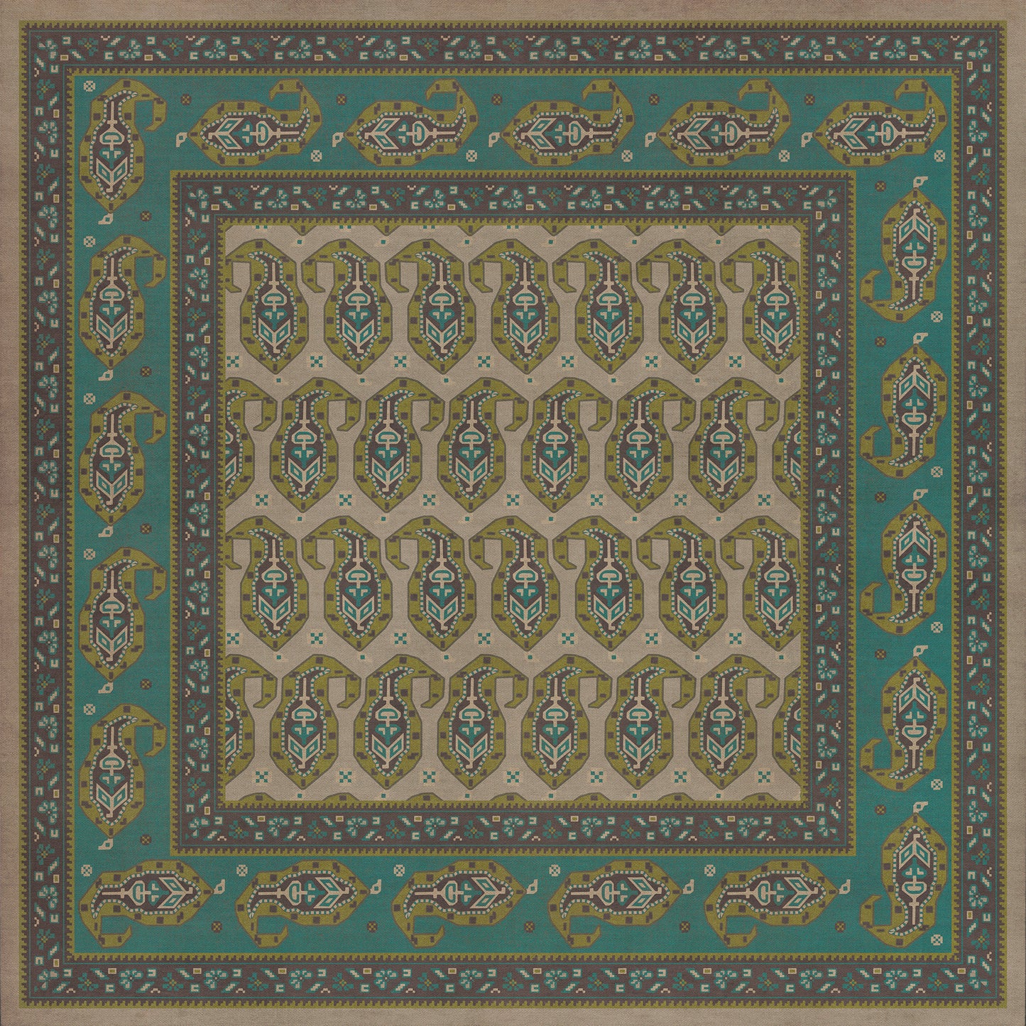 Persian Bazaar - Kintala - Kesali 48x48 Vintage Vinyl Floorcloth