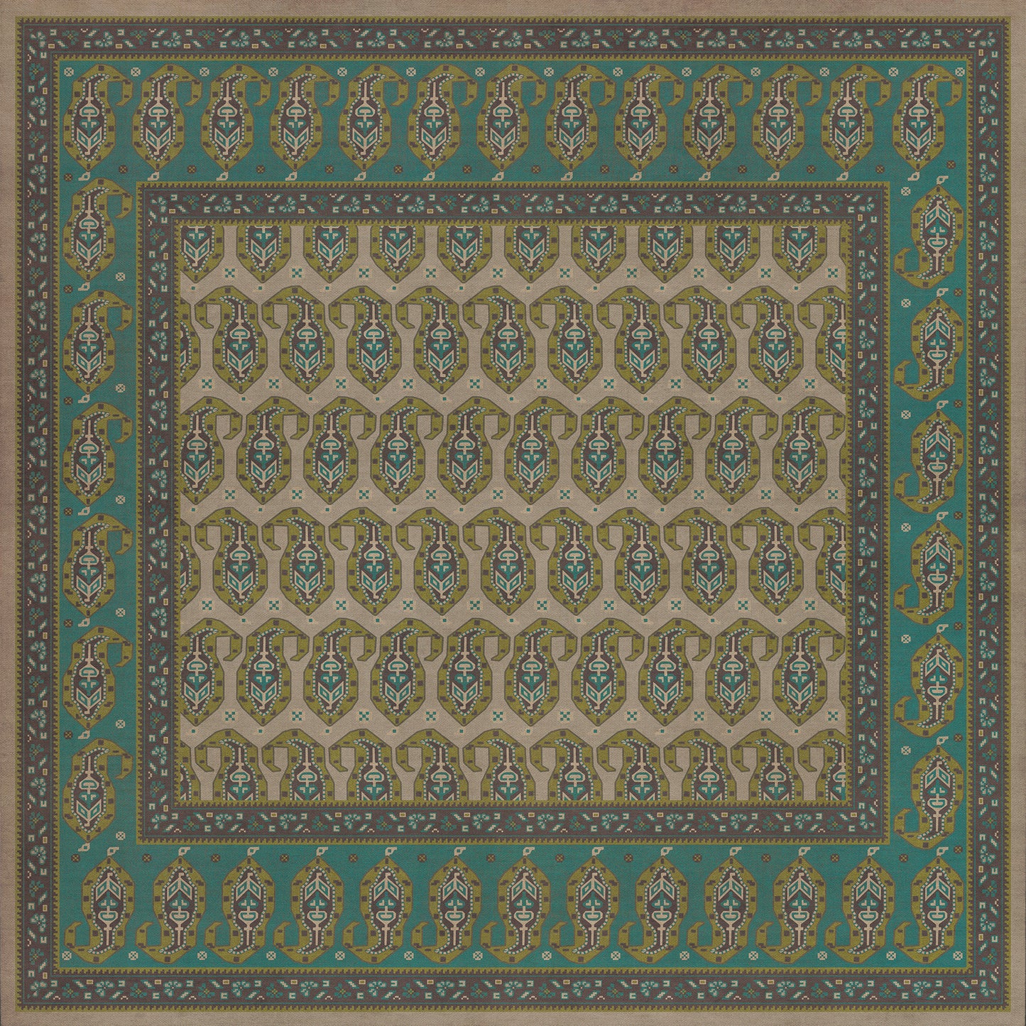 Persian Bazaar - Kintala - Kesali 60x60 Vintage Vinyl Floorcloth