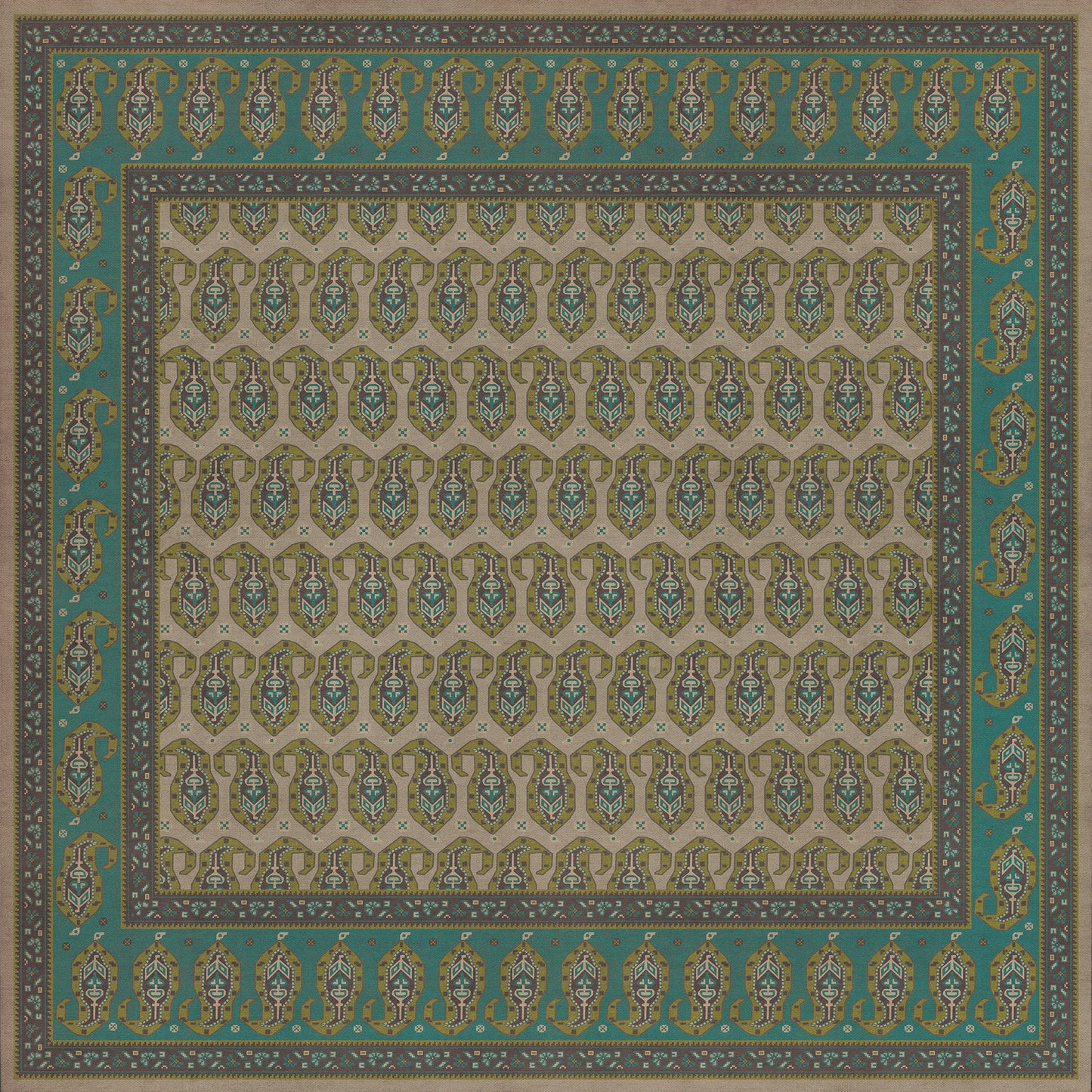 Persian Bazaar - Kintala - Kesali 72x72 Vintage Vinyl Floorcloth
