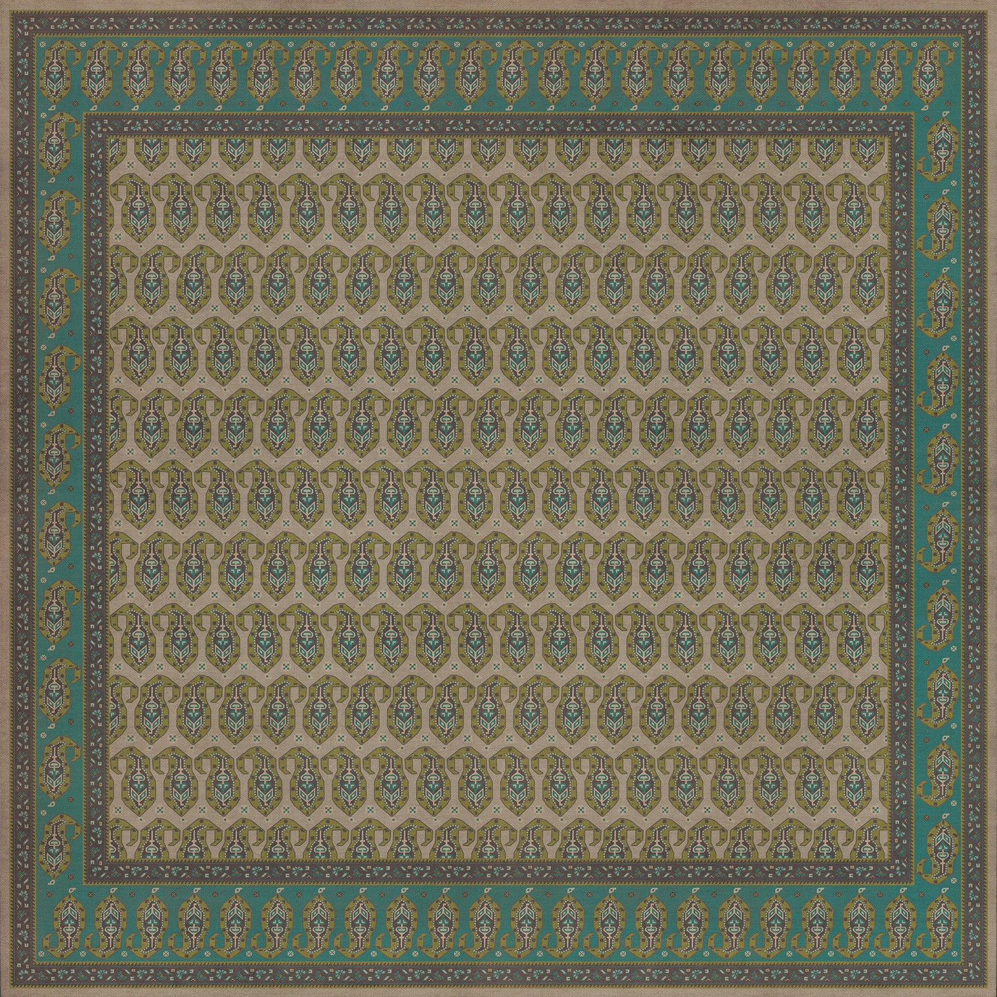 Persian Bazaar - Kintala - Kesali 96x96 Vintage Vinyl Floorcloth
