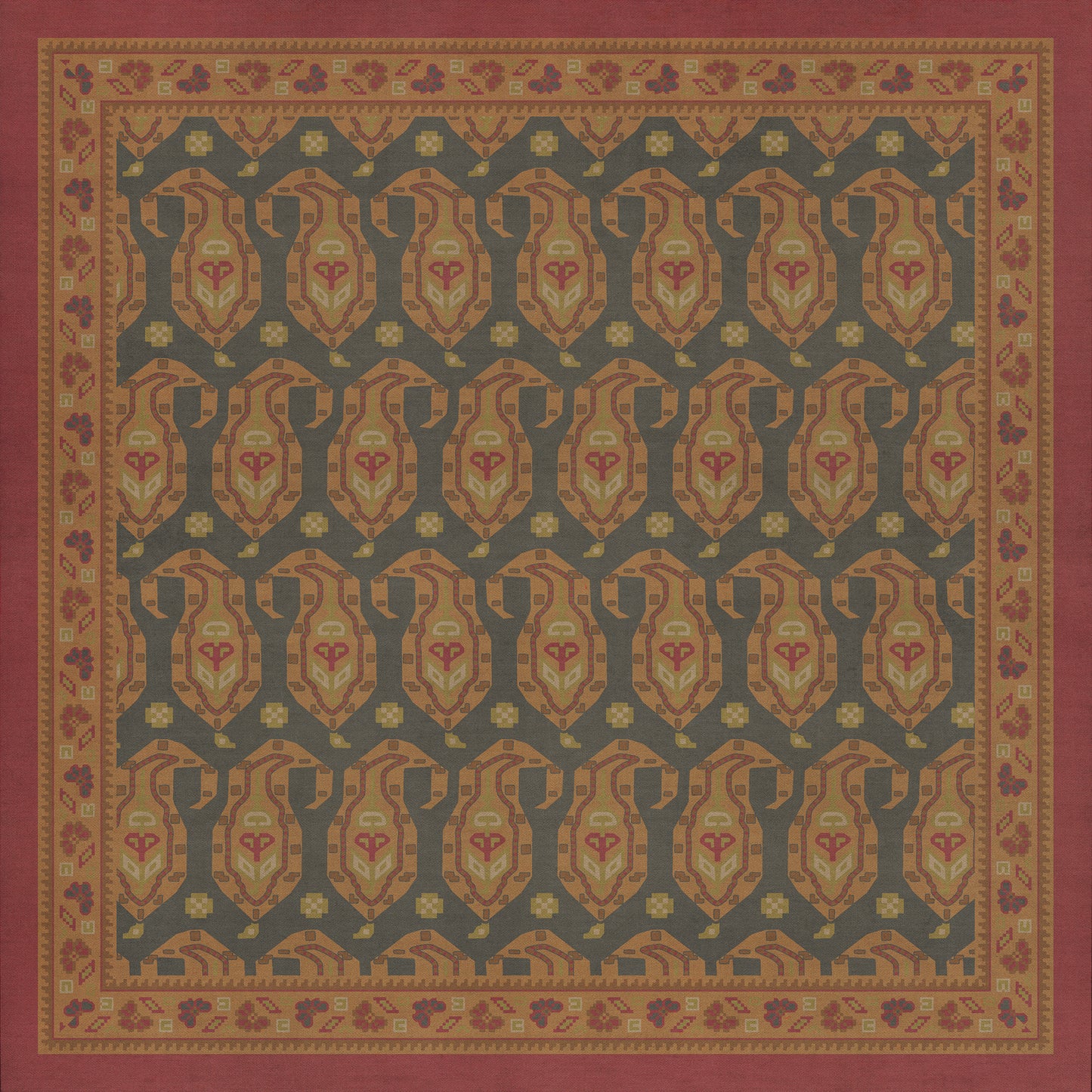Persian Bazaar - Kintala - Lolo 36x36 Vintage Vinyl Floorcloth