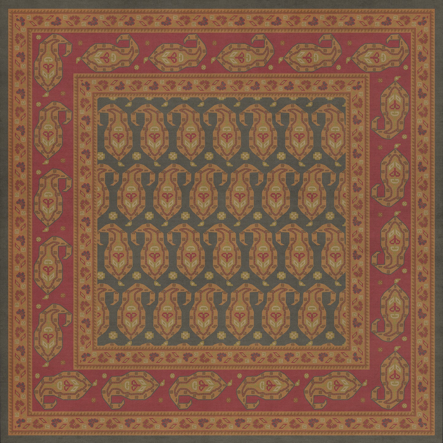 Persian Bazaar - Kintala - Lolo 48x48 Vintage Vinyl Floorcloth
