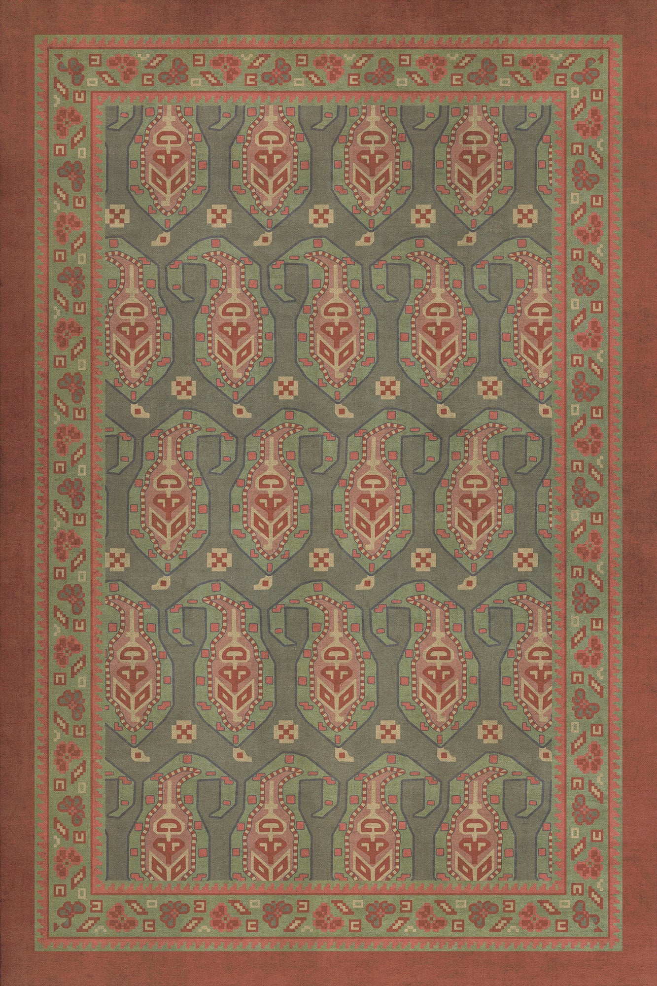 Persian Bazaar - Kintala - Mora 24x36 Vintage Vinyl Floorcloth