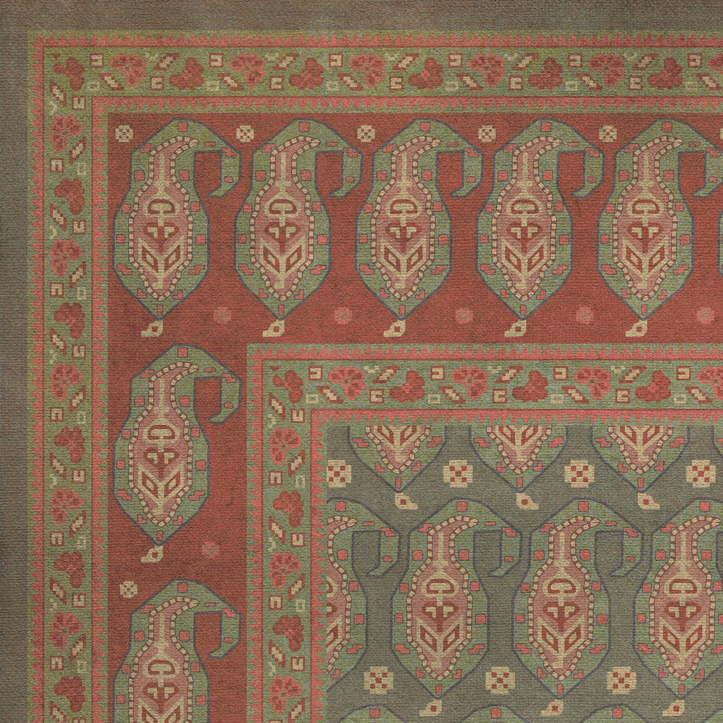 Persian Bazaar - Kintala - Mora 72x108 Vintage Vinyl Floorcloth