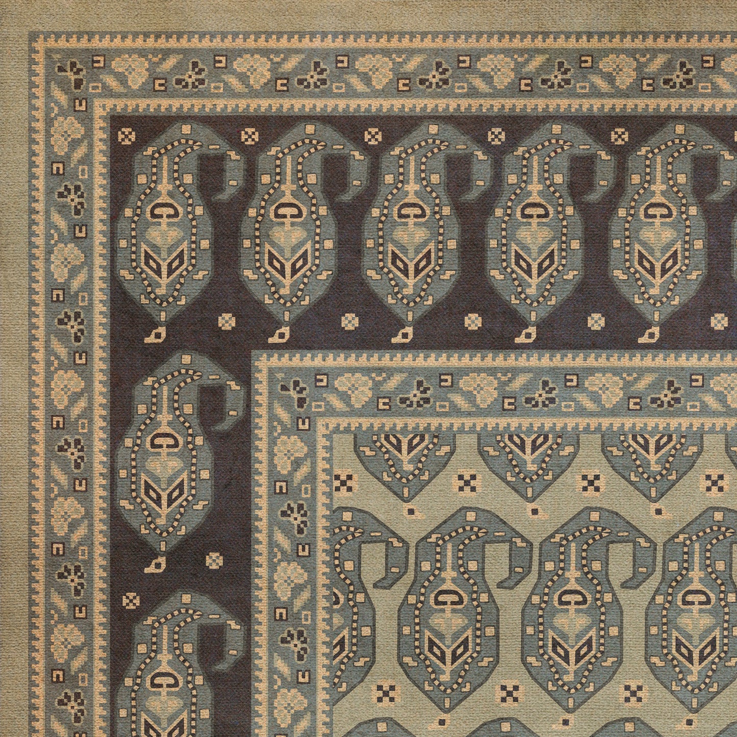 Persian Bazaar - Kintala - Nivasi 72x108 Vintage Vinyl Floorcloth