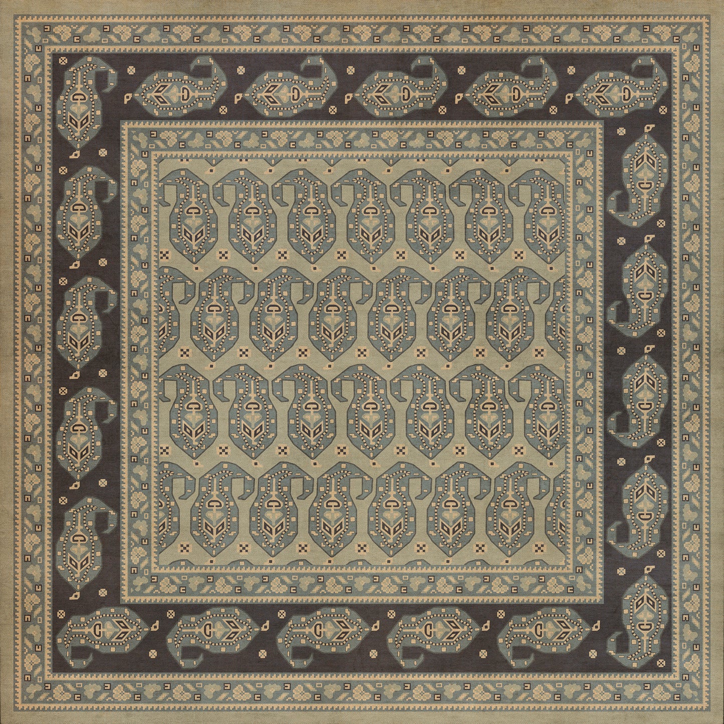 Persian Bazaar - Kintala - Nivasi 48x48 Vintage Vinyl Floorcloth