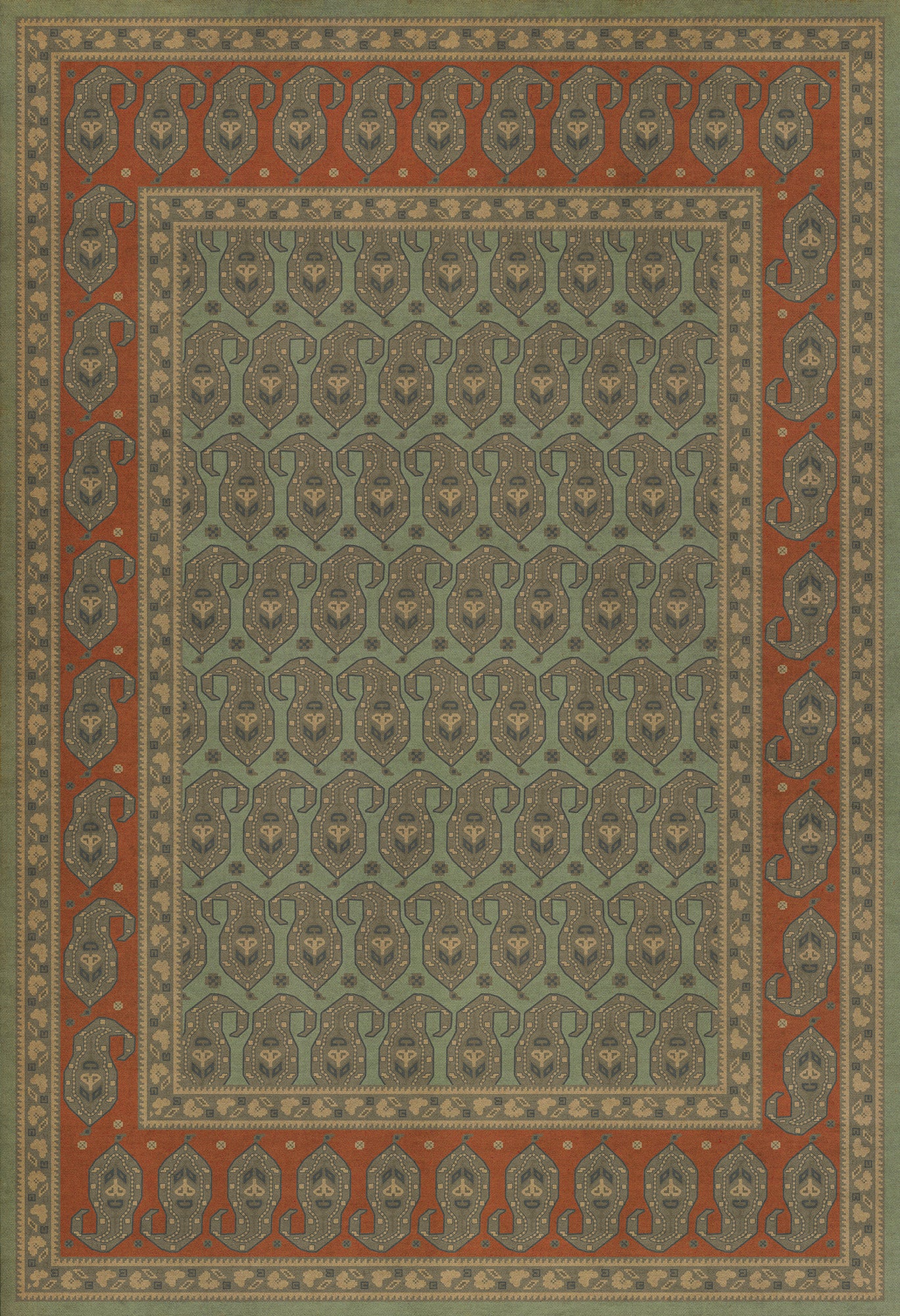 Persian Bazaar - Kintala - Nuri 52x76 Vintage Vinyl Floorcloth