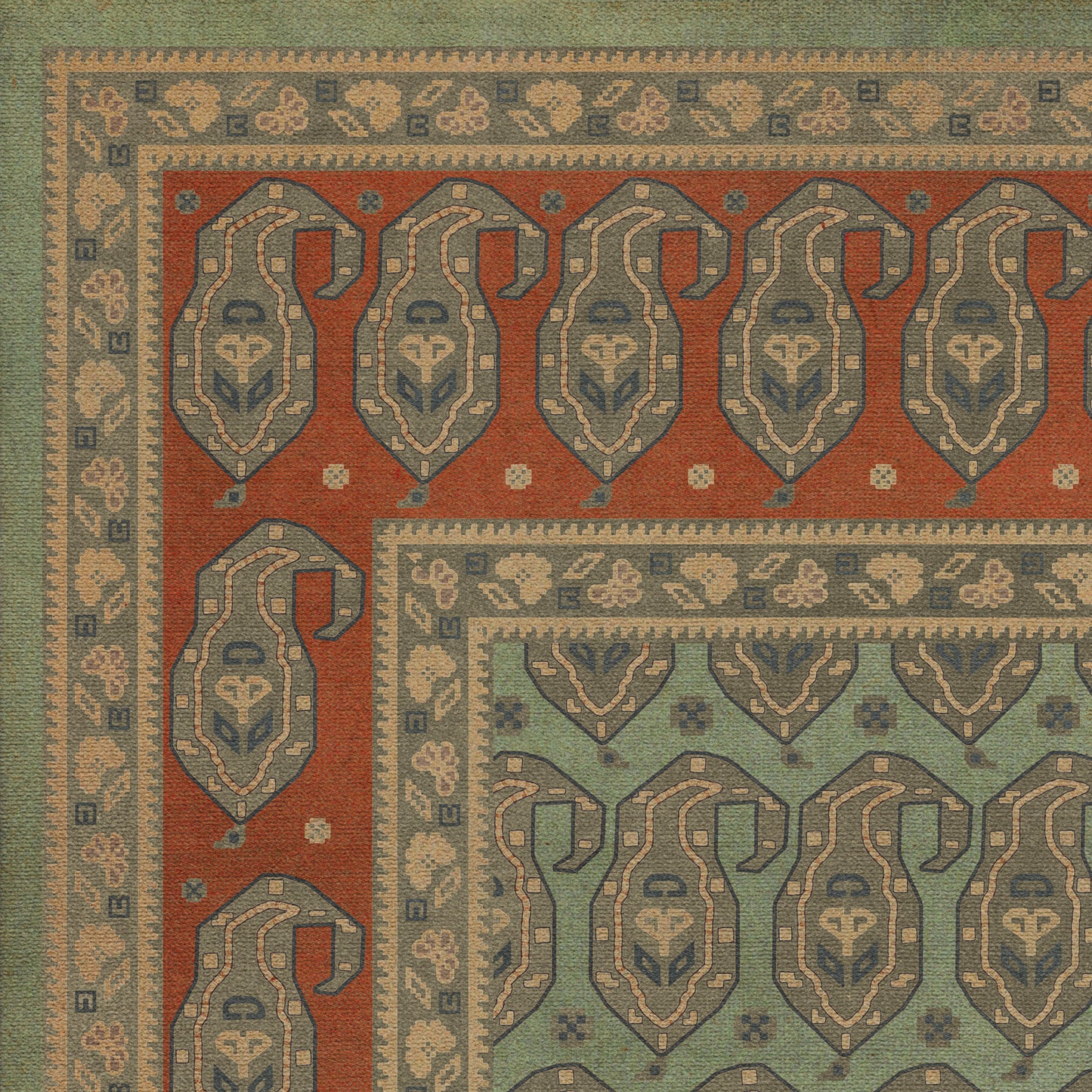 Persian Bazaar - Kintala - Nuri 72x108 Vintage Vinyl Floorcloth