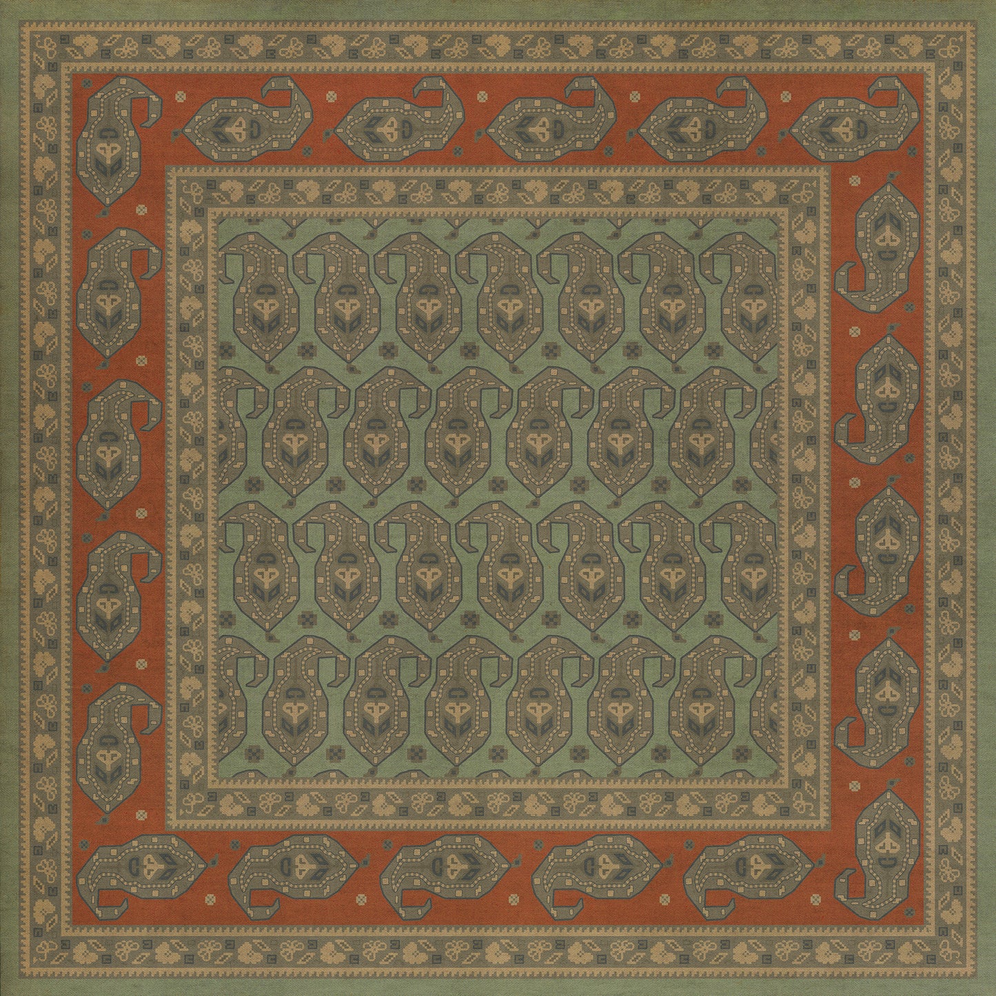 Persian Bazaar - Kintala - Nuri 48x48 Vintage Vinyl Floorcloth