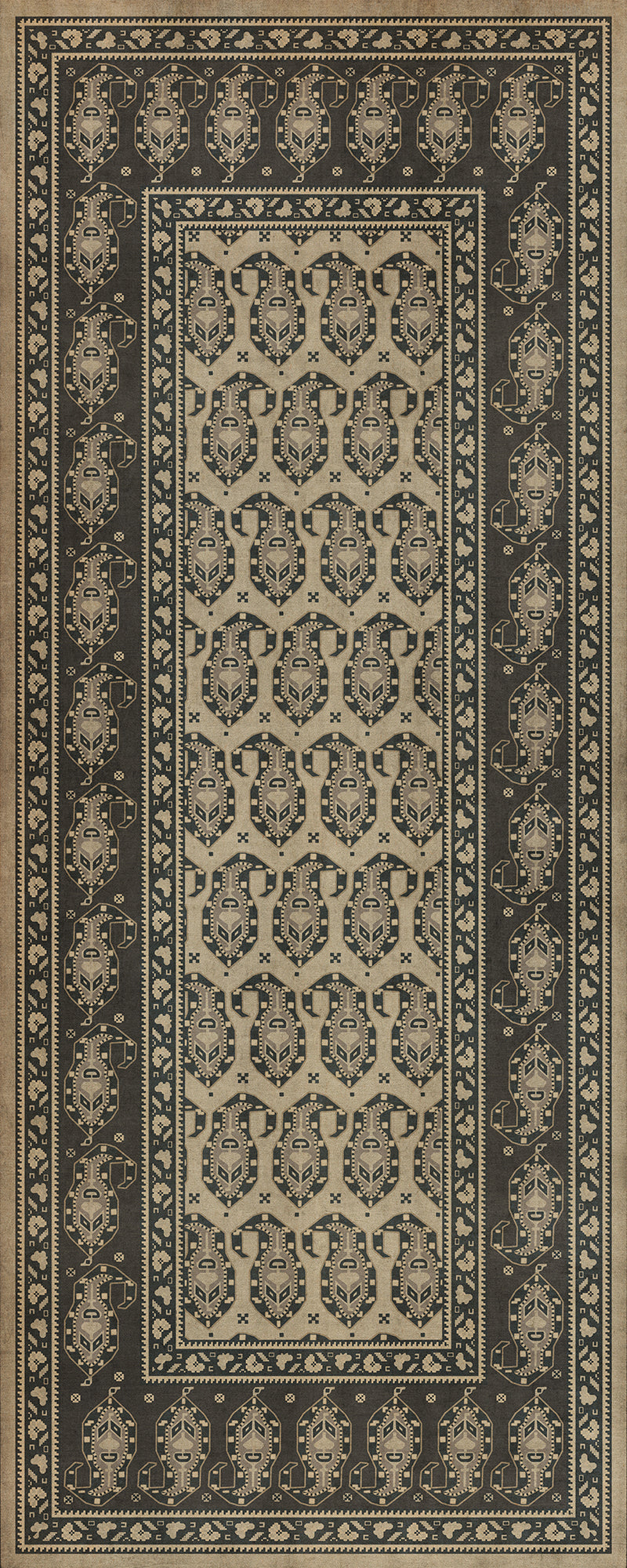 Persian Bazaar - Kintala - Spiuni 36x90 Vintage Vinyl Floorcloth