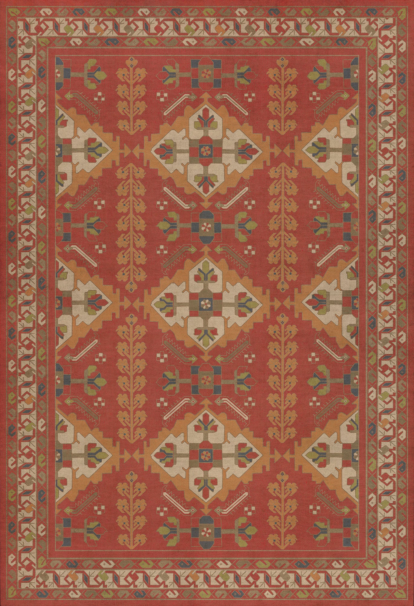 Persian Bazaar - Hamadan - Arkadas 52x76 Vintage Vinyl Floorcloth