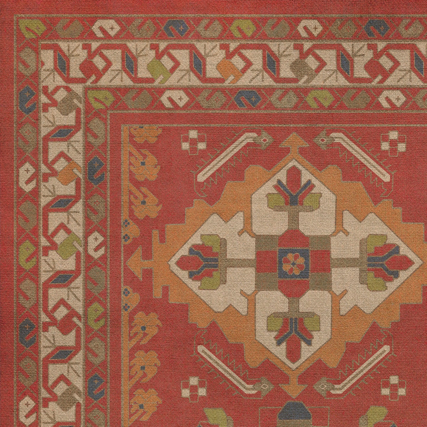 Persian Bazaar - Hamadan - Arkadas 72x108 Vintage Vinyl Floorcloth