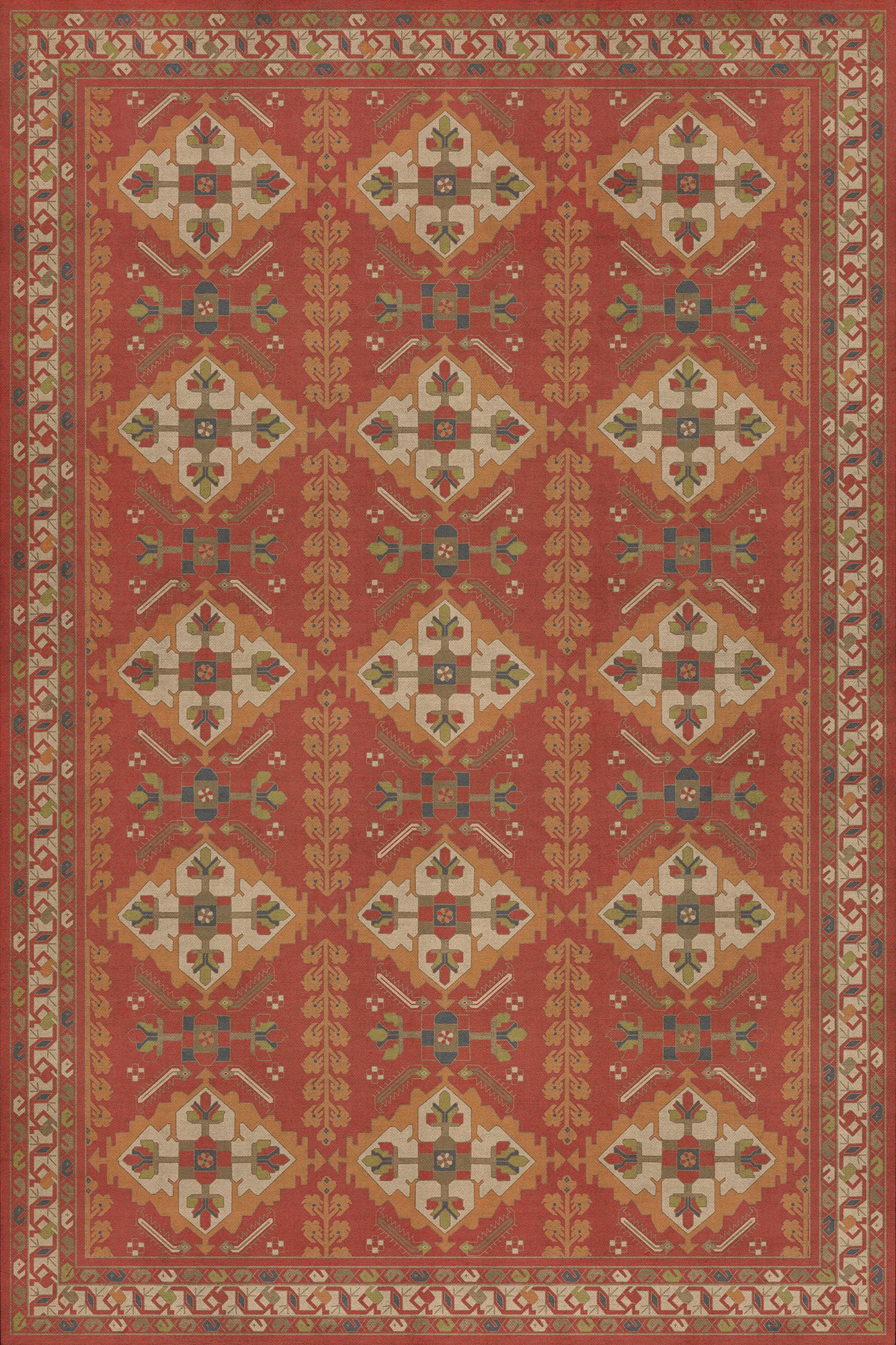 Persian Bazaar - Hamadan - Arkadas 72x108 Vintage Vinyl Floorcloth