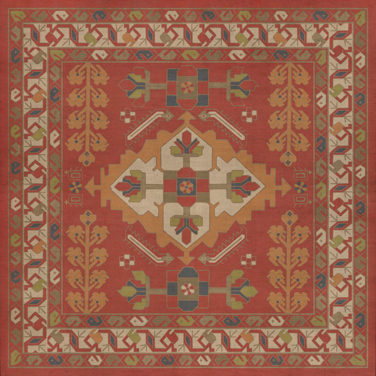 Persian Bazaar - Hamadan - Arkadas 36x36 Vintage Vinyl Floorcloth