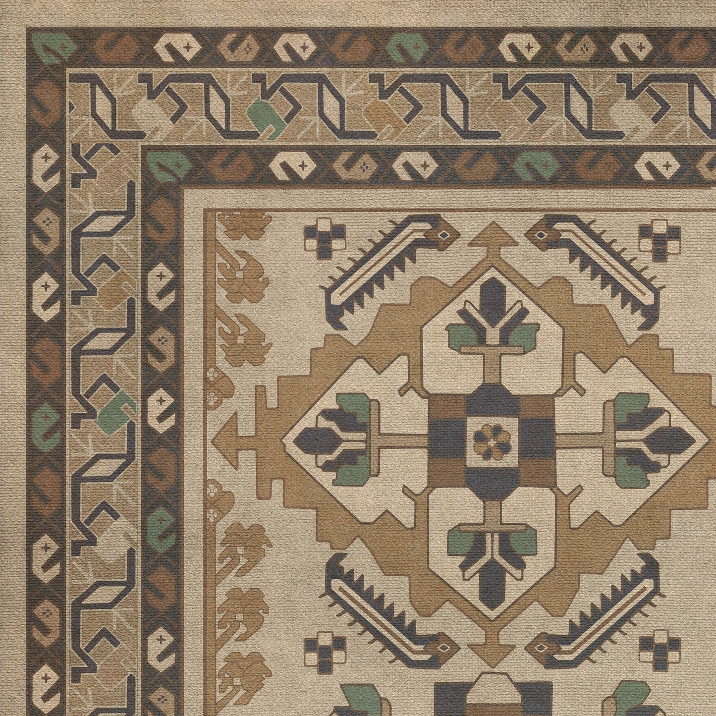 Persian Bazaar - Hamadan - Babayani 72x108 Vintage Vinyl Floorcloth