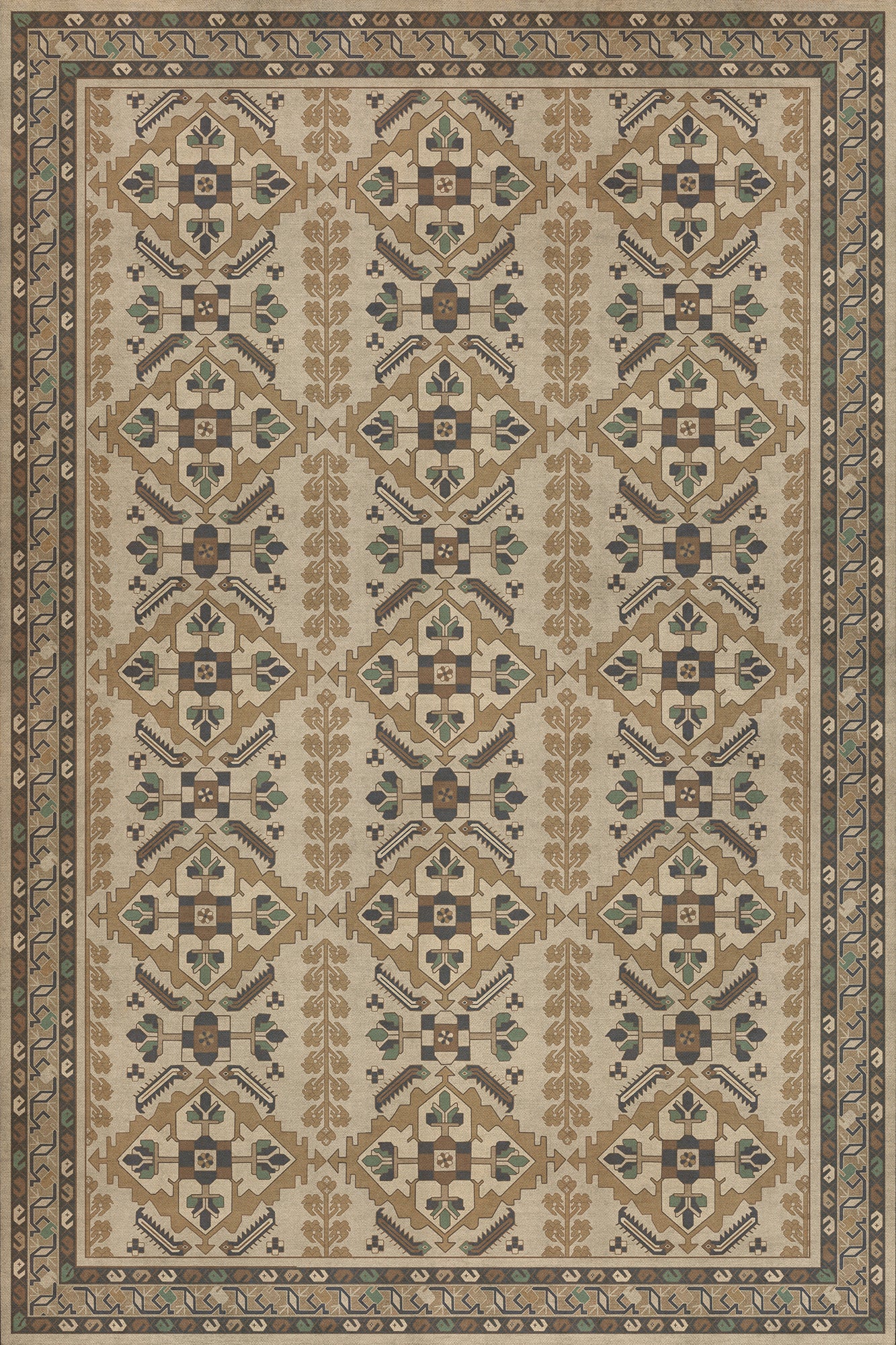 Persian Bazaar - Hamadan - Babayani 72x108 Vintage Vinyl Floorcloth