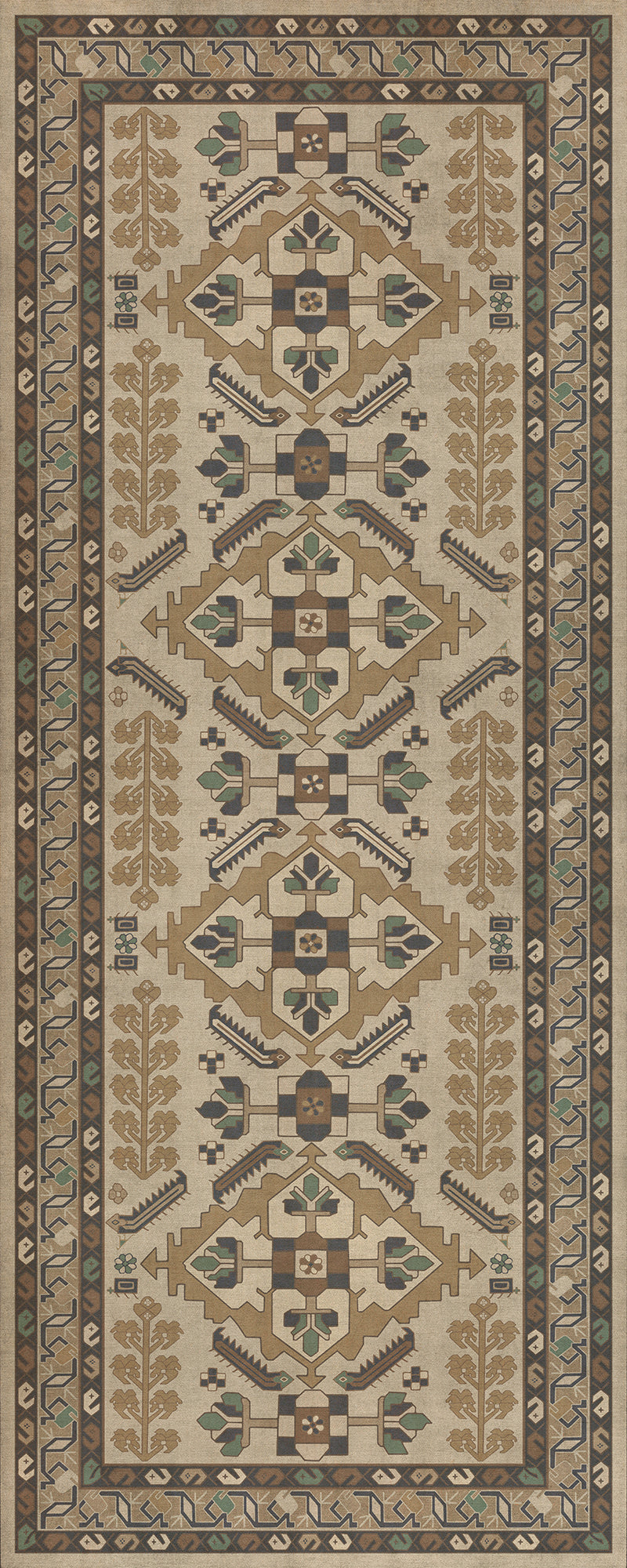 Persian Bazaar - Hamadan - Babayani 36x90 Vintage Vinyl Floorcloth