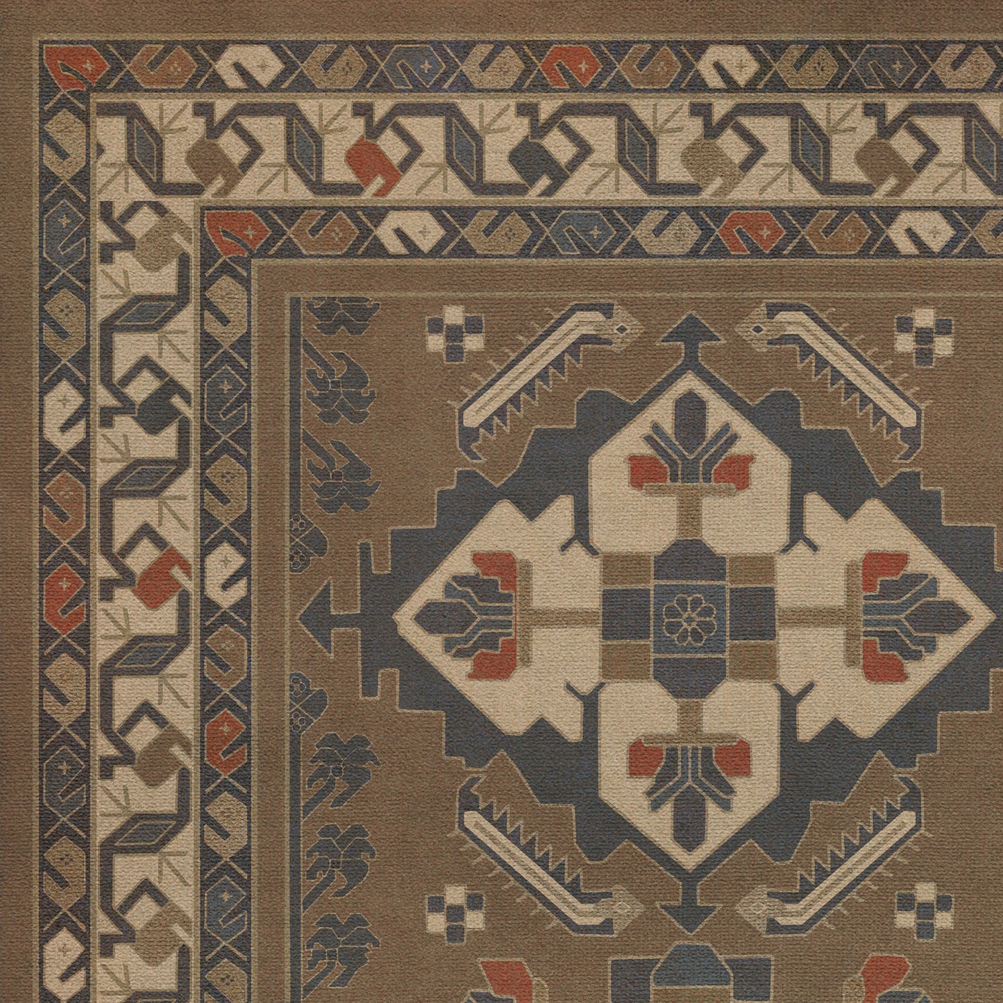 Persian Bazaar - Hamadan - Hadi 72x108 Vintage Vinyl Floorcloth